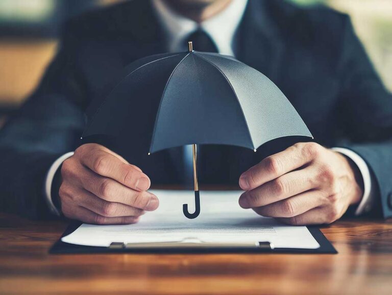 A household reviews several insurance policy documents beside a laptop and a home inventory checklist.